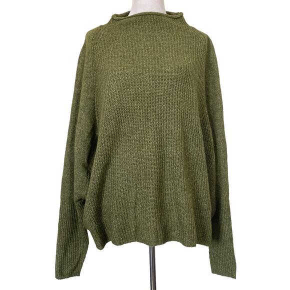 Able Women’s Sweater Heather Green Slouchy Comfy Pullover Mock Neck Harriet 1X - Picture 1 of 11